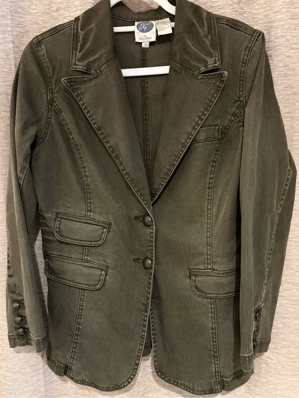DG 2 Diane Gilman hunter green denim jacket coat size medium